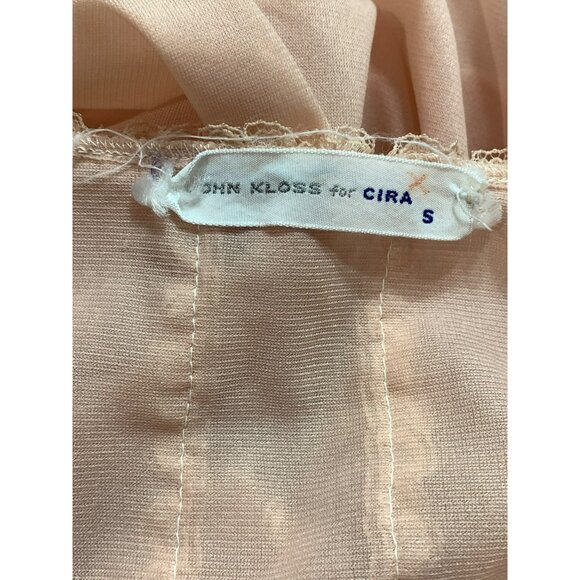 VTG 70s Peach Nylon Nightgown John Kloss For Cira S Cottagecore Peasant Prairie - Picture 2 of 9